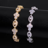 Bling  Brass 5A Eye Chain Gold-Plated Cubic Zirconia Bracelet