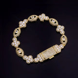 Bling  Brass 5A Eye Chain Gold-Plated Cubic Zirconia Bracelet