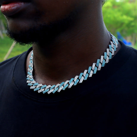 Model using Bling Cuban Necklace And Bracelet
