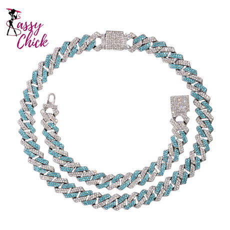 Bling Cuban Necklace And Bracelet Sassy Chick Logo