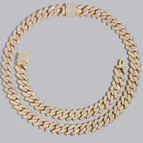 Gold Bling Cuban Necklace And Bracelet