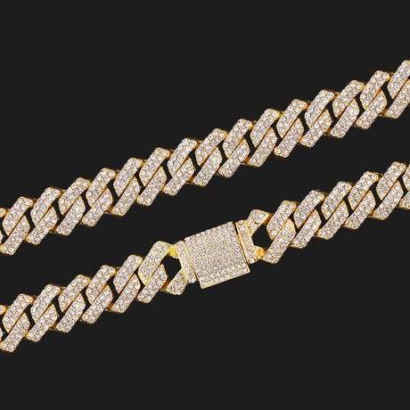 Gold Bling Cuban Necklace And Bracelet