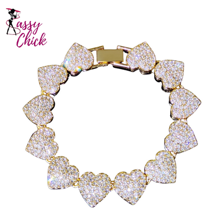 Bling Heart-Shaped Cuban Necklace Sassy Chick Logo