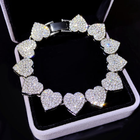 Silver Bling Heart-Shaped Cuban Necklace