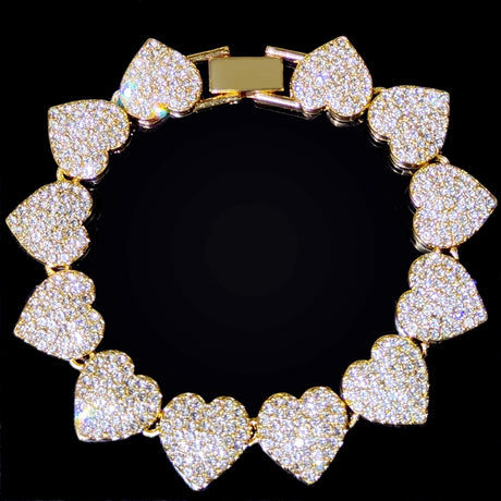 Gold Bling Heart-Shaped Cuban Necklace
