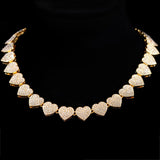 Gold Bling Heart-Shaped Cuban Necklace