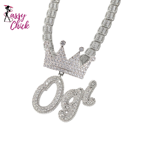 Bling Micro Paved Hip hop Necklace Sassy Chick Logo