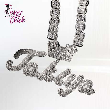 Bling Micro Paved Hip hop Necklace Sassy Chick Logo
