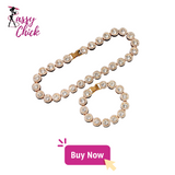 Bling Round Crystal Cuban Necklace Set