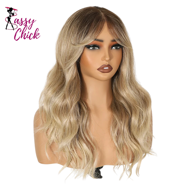 Blonde 6x4 Body Wave Synthetic Heat Resistant Cosplay Wig Sassy Chick Logo