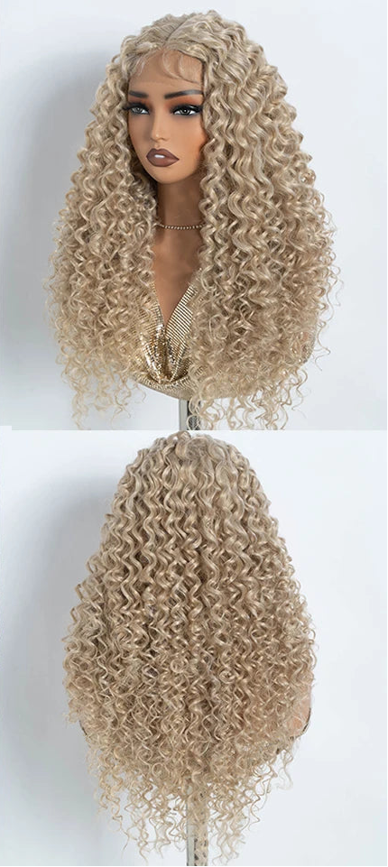 Blonde Ginger 30 Inch Curly Lace Synthetic Lace Front Wigs