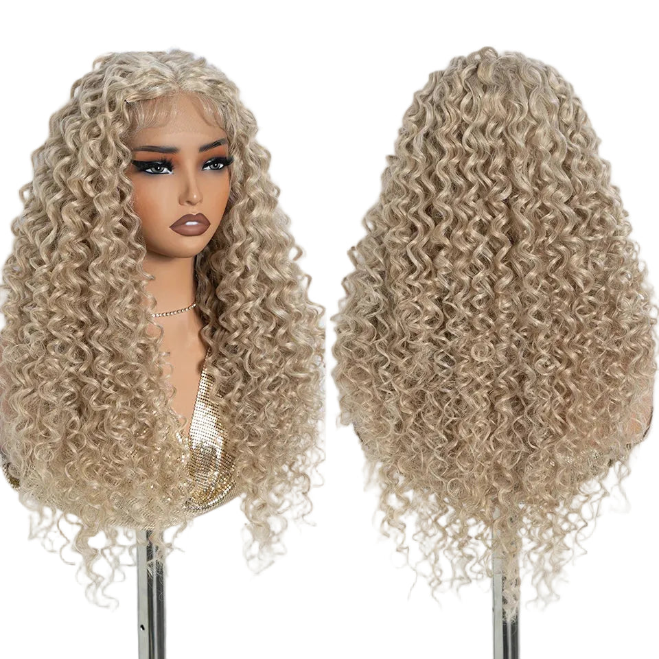 Blonde Ginger 30 Inch Curly Lace Synthetic Lace Front Wigs