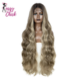 Blonde Ginger Highlight Long Wavy Synthetic Lace Front Wig Sassy Chick Logo