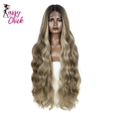 Blonde Ginger Highlight Long Wavy Synthetic Lace Front Wig Sassy Chick Logo