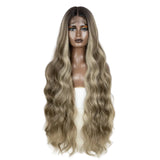 Blonde Ginger Highlight Long Wavy Synthetic Lace Front Wig