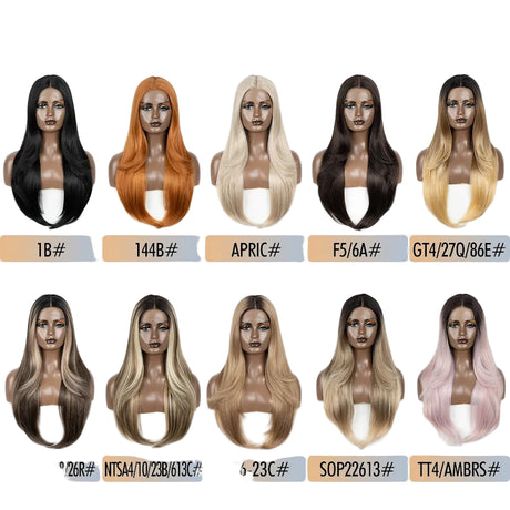 Collection of Blonde Highlight 28 Inch Straight Synthetic Lace Front Wigs