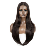 Brown 28 Inch Straight Synthetic Lace Front Wigs