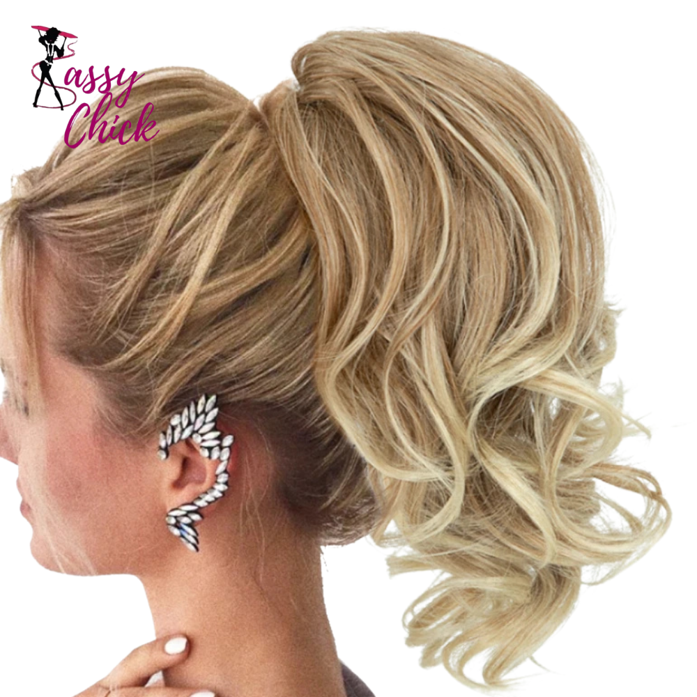 Blonde Natural Hair False Pigtail Ponytail Extensions Hairpiece Sassy Chick Logo
