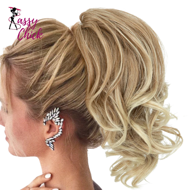 Blonde Natural Hair False Pigtail Ponytail Extensions Hairpiece Sassy Chick Logo