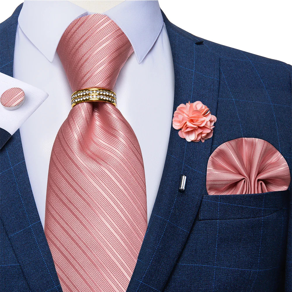 pink lines design necktie set