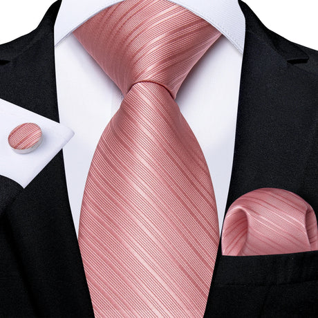 pink line pattern necktie set