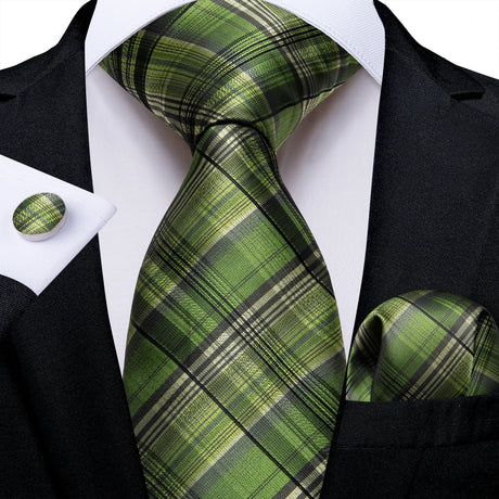 black green yellow line pattern necktie set