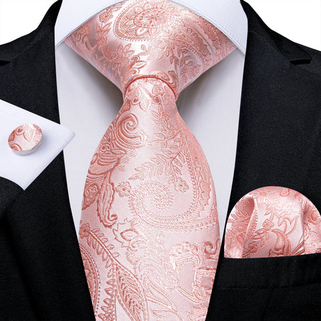 pink floral pattern necktie set