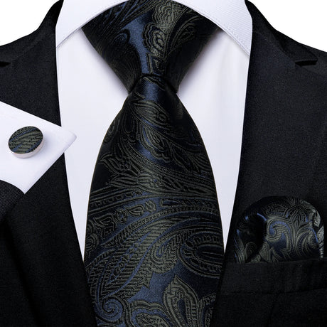 dark blue floral pattern necktie set