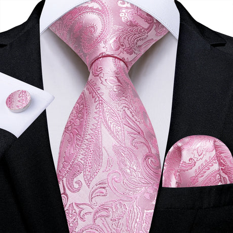 pink floral pattern necktie set