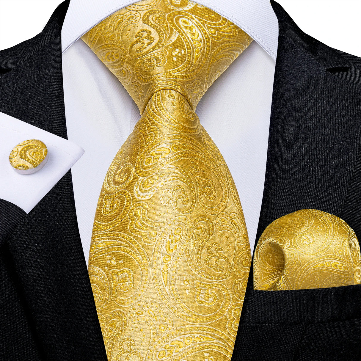 gold floral pattern necktie set