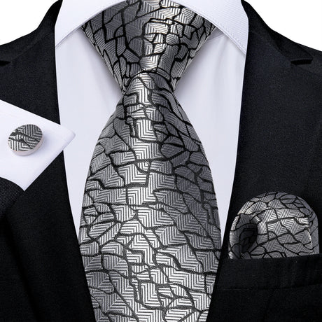 grey geometric pattern necktie set