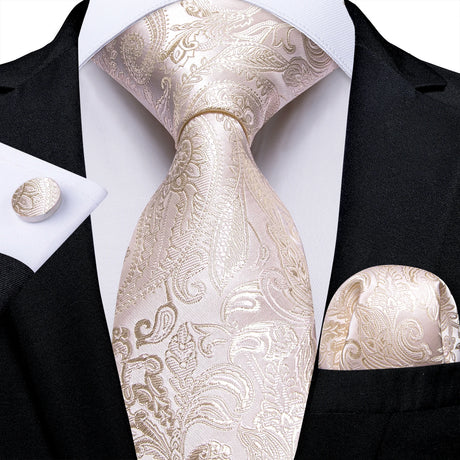 light brown floral pattern necktie set