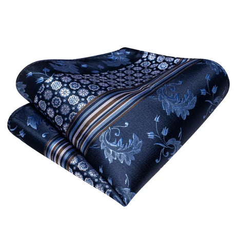 Blue Cufflink Stripe Silk Tie Set