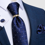 blue diamond dot pattern tie set