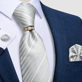 silver line pattern tie set