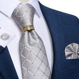silver diamond dot pattern tie set