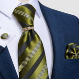 green geometric pattern tie set
