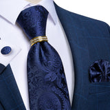 blue floral pattern tie set
