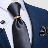 black geometric pattern tie set
