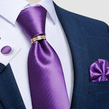 purple geometric pattern tie set