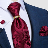 red floral pattern tie set