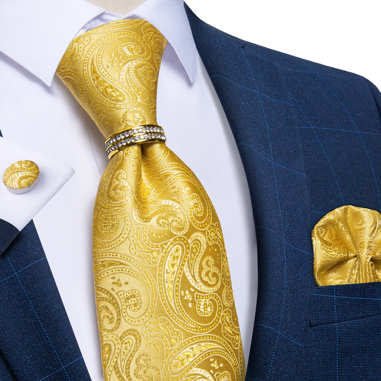gold floral pattern tie set