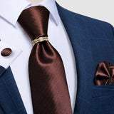 brown geometric pattern tie set
