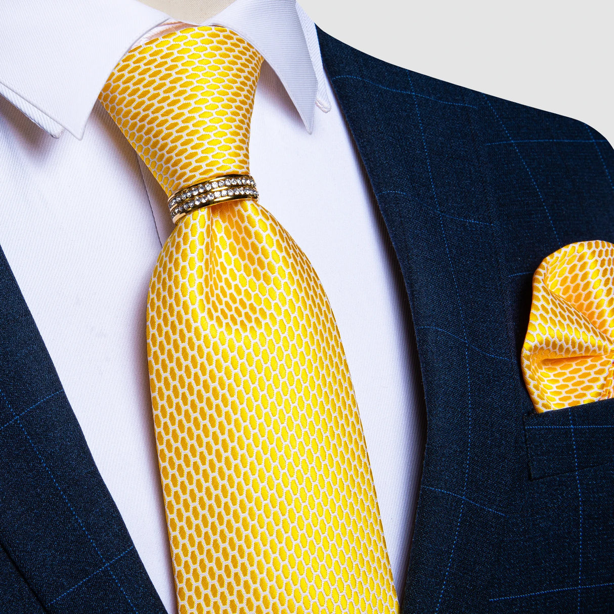 gold geometric pattern tie set