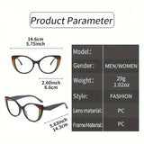size of Blue Light Blocking Cat Eye Glasses with Gradient Color Frame