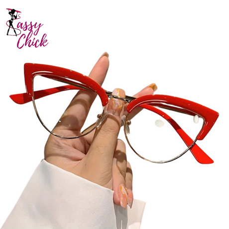 Blue Light Blocking Glasses Vintage Cat Eye Sassy Chick Logo
