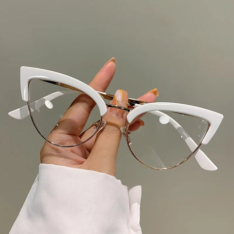 White Blue Light Blocking Glasses Vintage Cat Eye