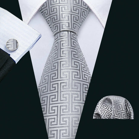 gray geometric pattern necktie set