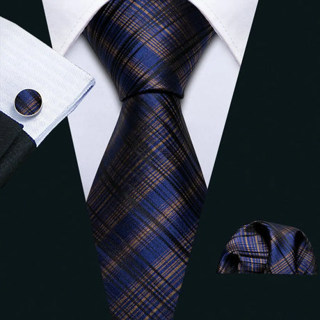 black blue brown lines pattern necktie set