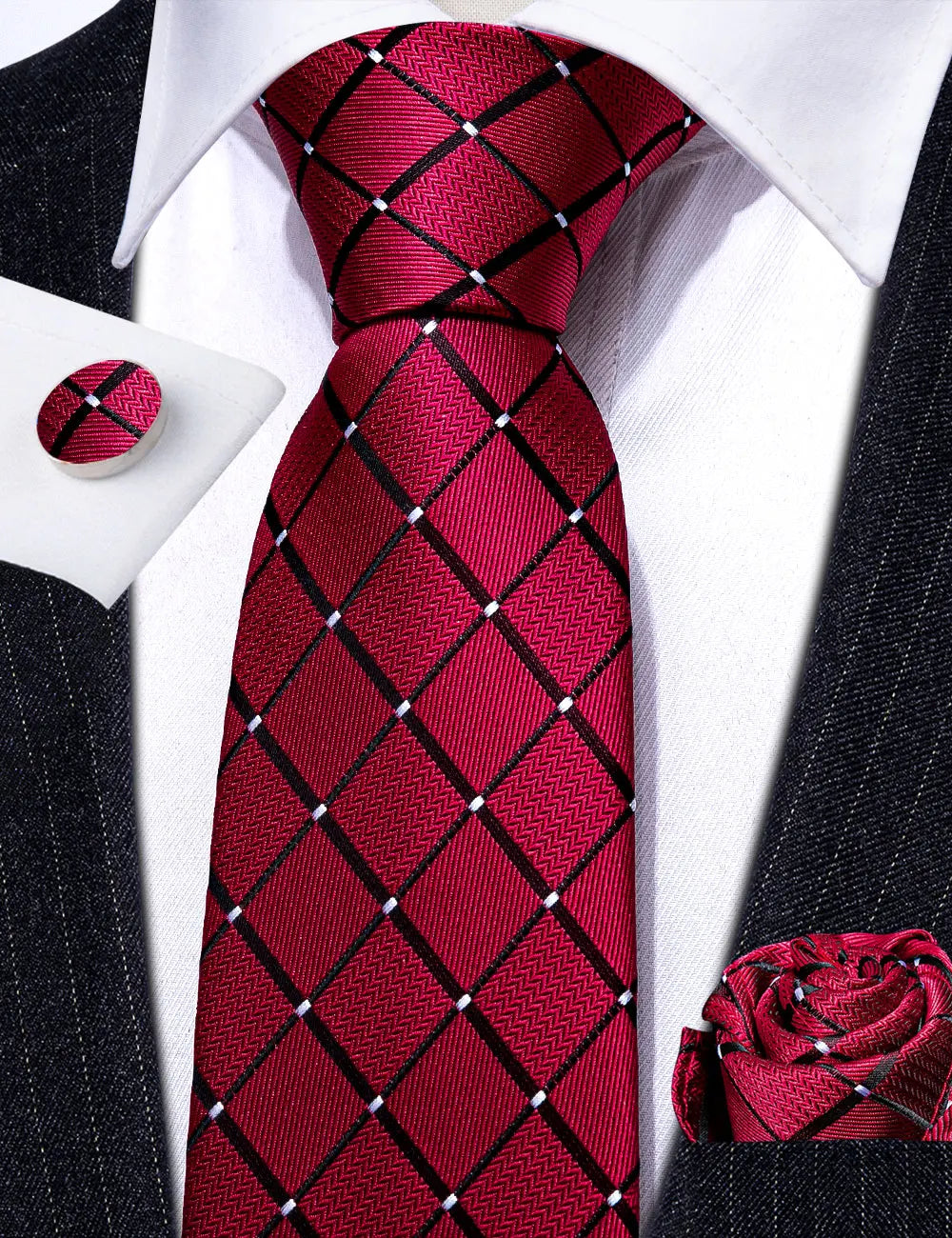red necktie set